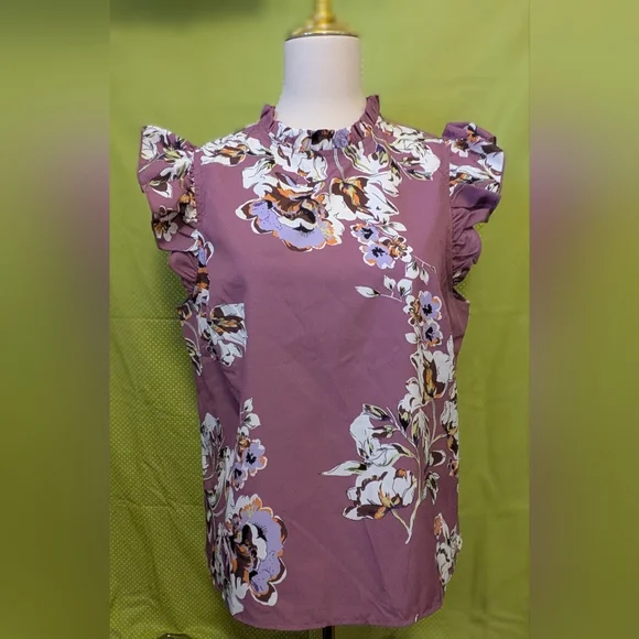 Emily Rose Floral Ruffle Sleeve Top - Picture 1 of 6